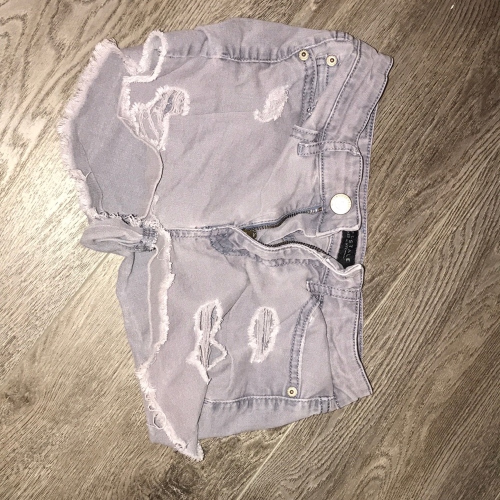 grey jean shorts